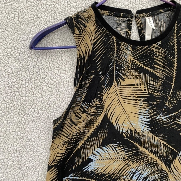 RVCA Tank Top Womens Sleeveless Top Rear Button Tan Black - Picture 9 of 10